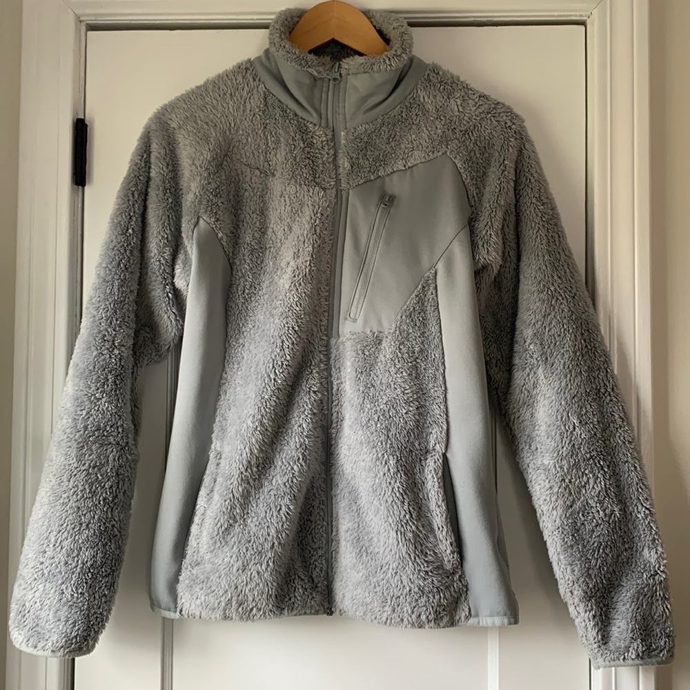 COLUMBIA | Full Zip Up Fuzzy Teddy Fleece Jacket | M | Gray